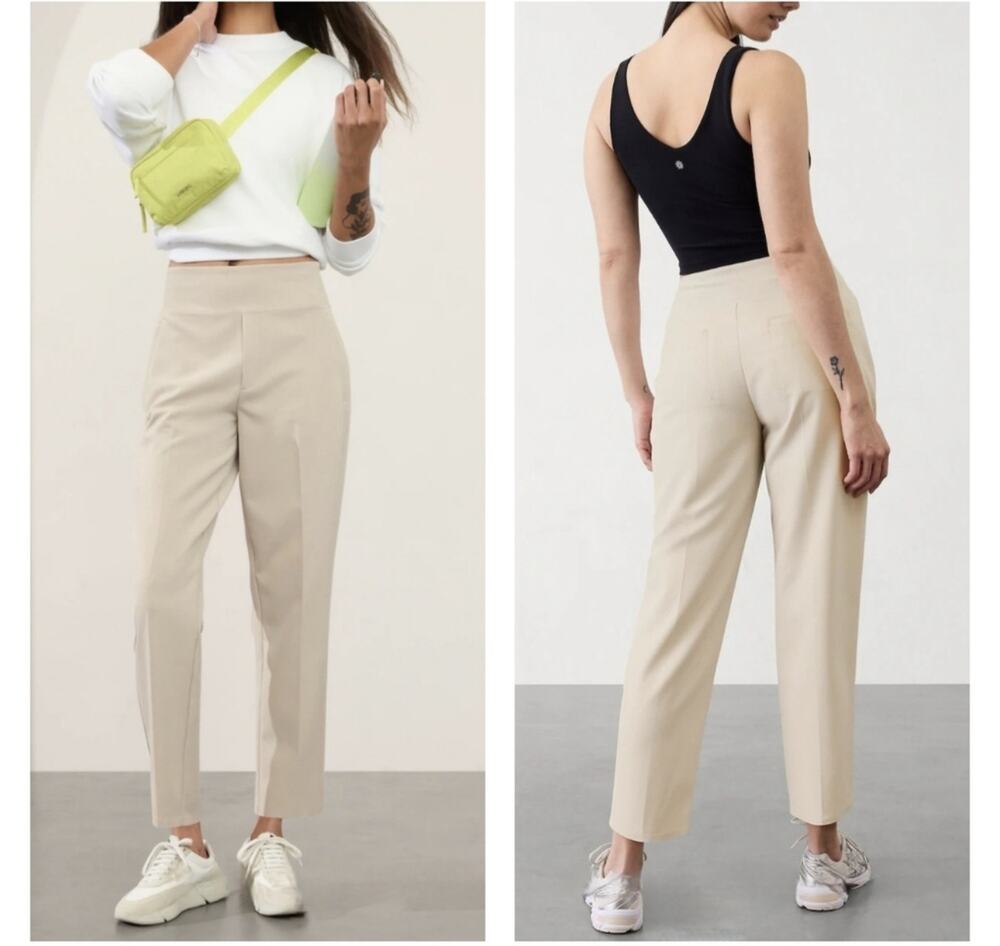 Athleta Pants Womens 4 Petite Cream Endless High Rise Commute Stretch City Work